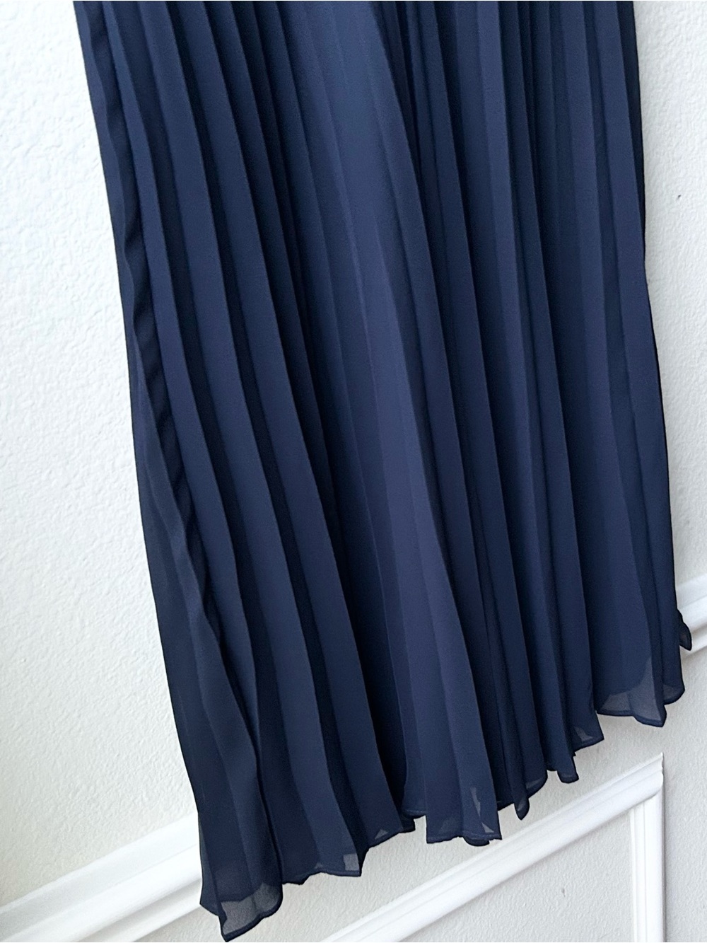 Sezane Robe FLORENCIA Pleated DRESS Navy Blue Sz 2 - Picture 5 of 12